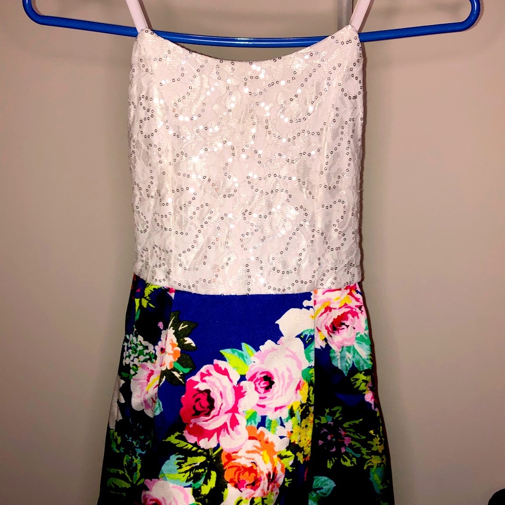 A White and Navy Formal Dress